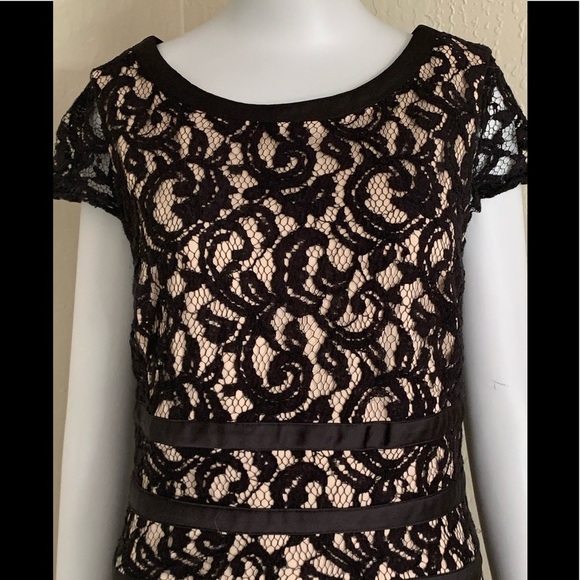 MSK Black Lace Dress Scoop Neck Little Black Dress LBD Party Size 10 - Picture 14 of 15